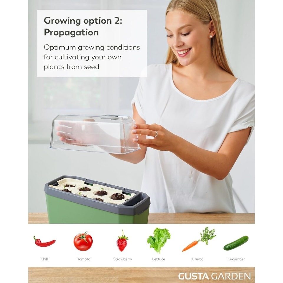 image 1 of Gusta Garden Harry Herbs 4-in-1 herb pot white - plant pot - self-watering system - 0.5L water reservoir & 5L soil capacity