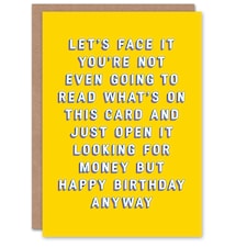 Looking Money Won't Read Child Kids Joke Funny Birthday Card