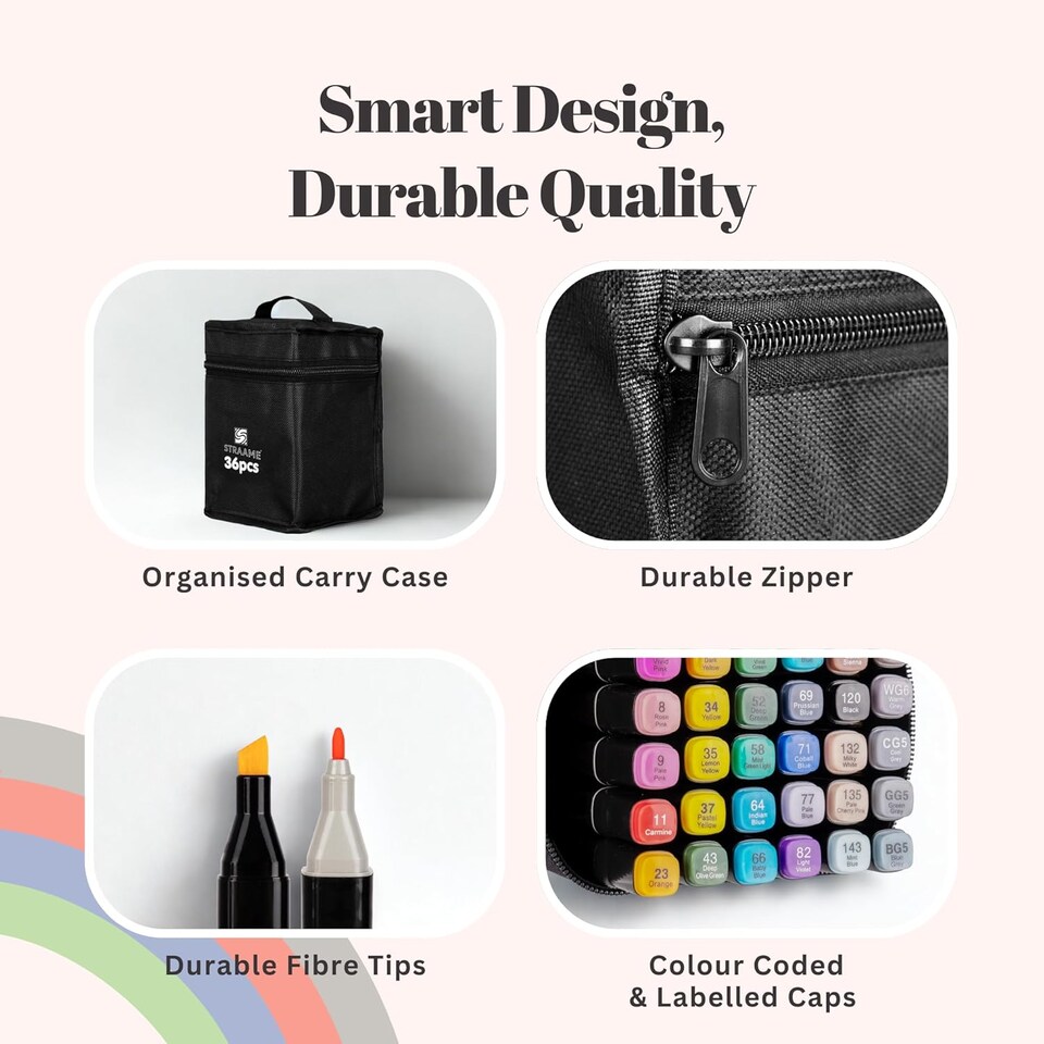 image 1 of Straame Alcohol Markers – Dual-Tip Colouring Pens, (Set of 36)