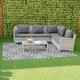 image 2 of Outsunny 182x274cm Reversible Outdoor Rug Portable Plastic Straw RV Camping Mat Black | Black