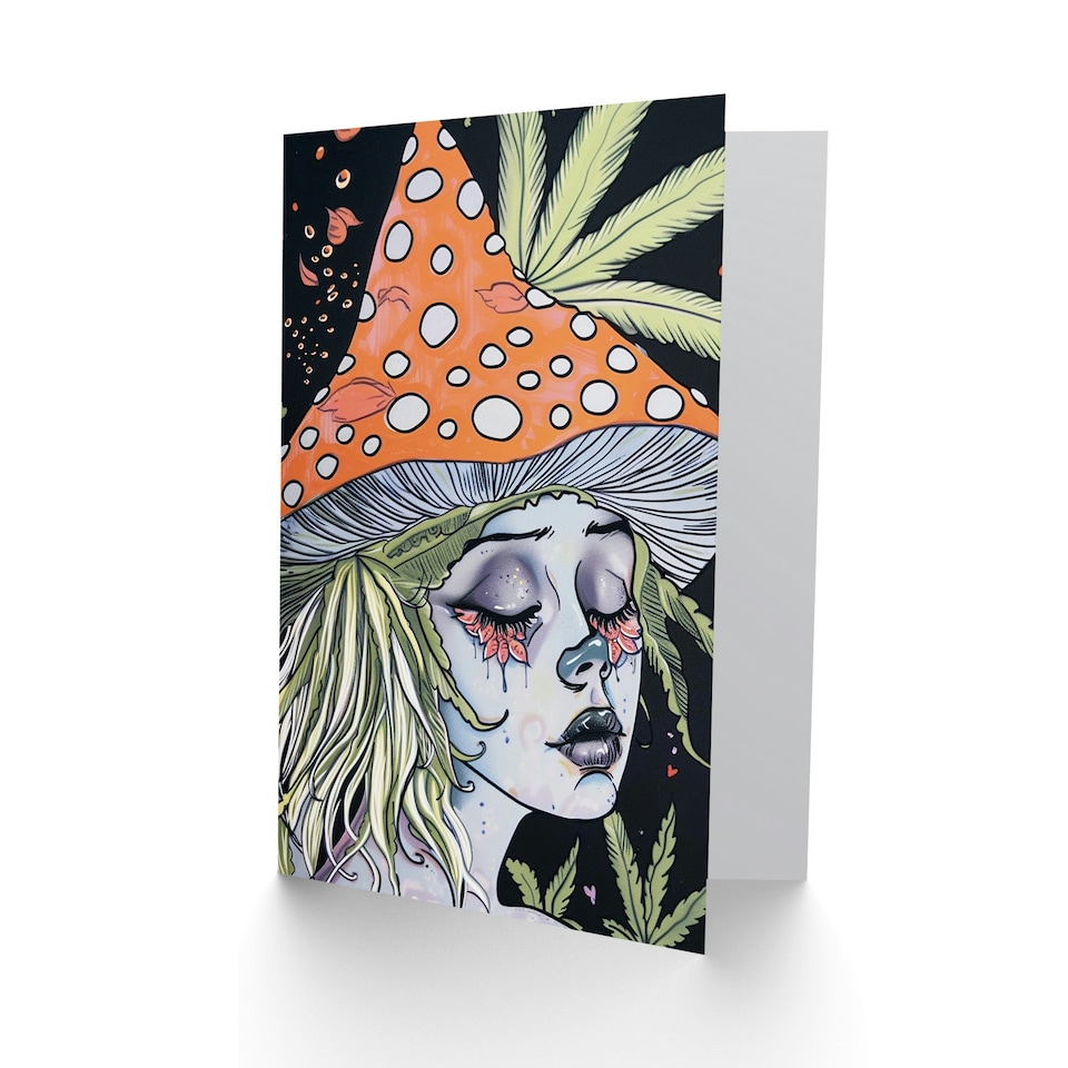 image 1 of Mushroom Cap Hat Forest Pixie Fairy Woman Her Birthday Card