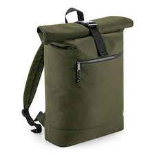 Bagbase Rolled Top Recycled Backpack - Military Green - One Size