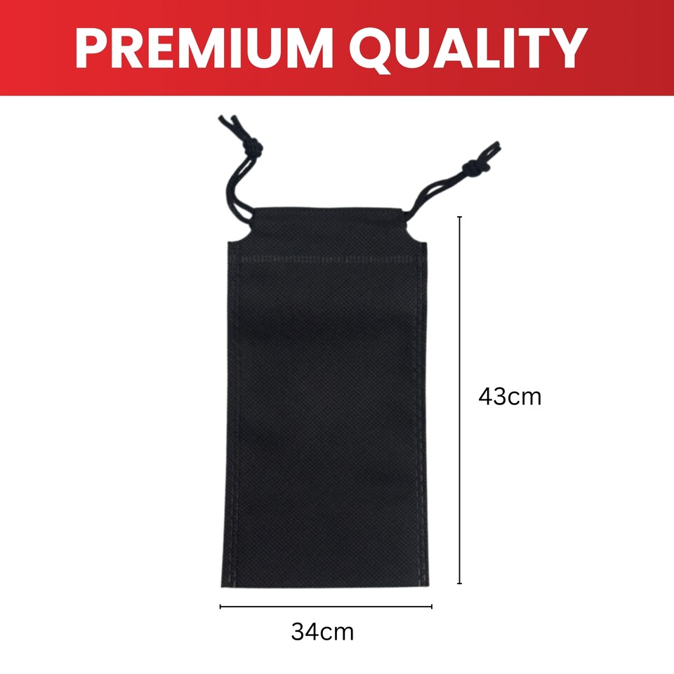image 1 of Pack of 25 Black Coloured 43x34cm Non-Woven Drawstring Bags | Black