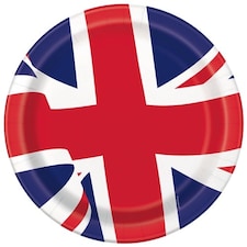 Union Jack Round Paper Plates 22cm - Pack of 8