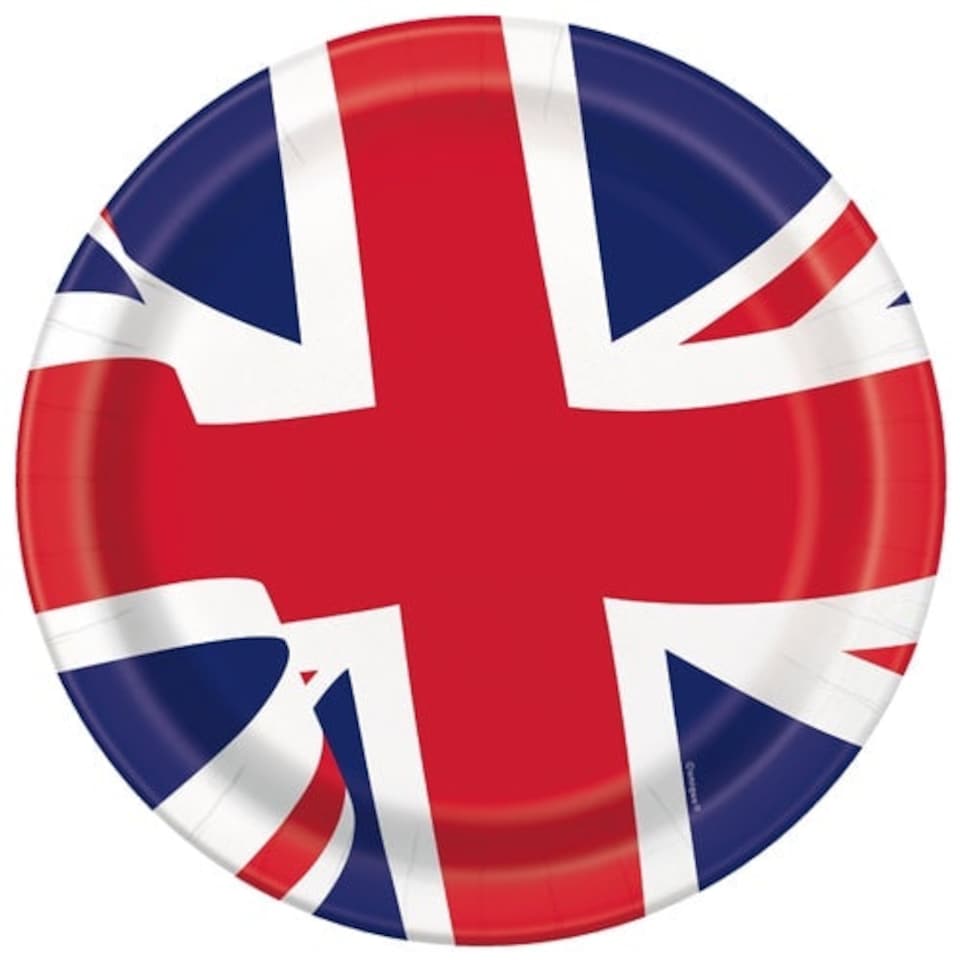 Union Jack Round Paper Plates 22cm - Pack of 8