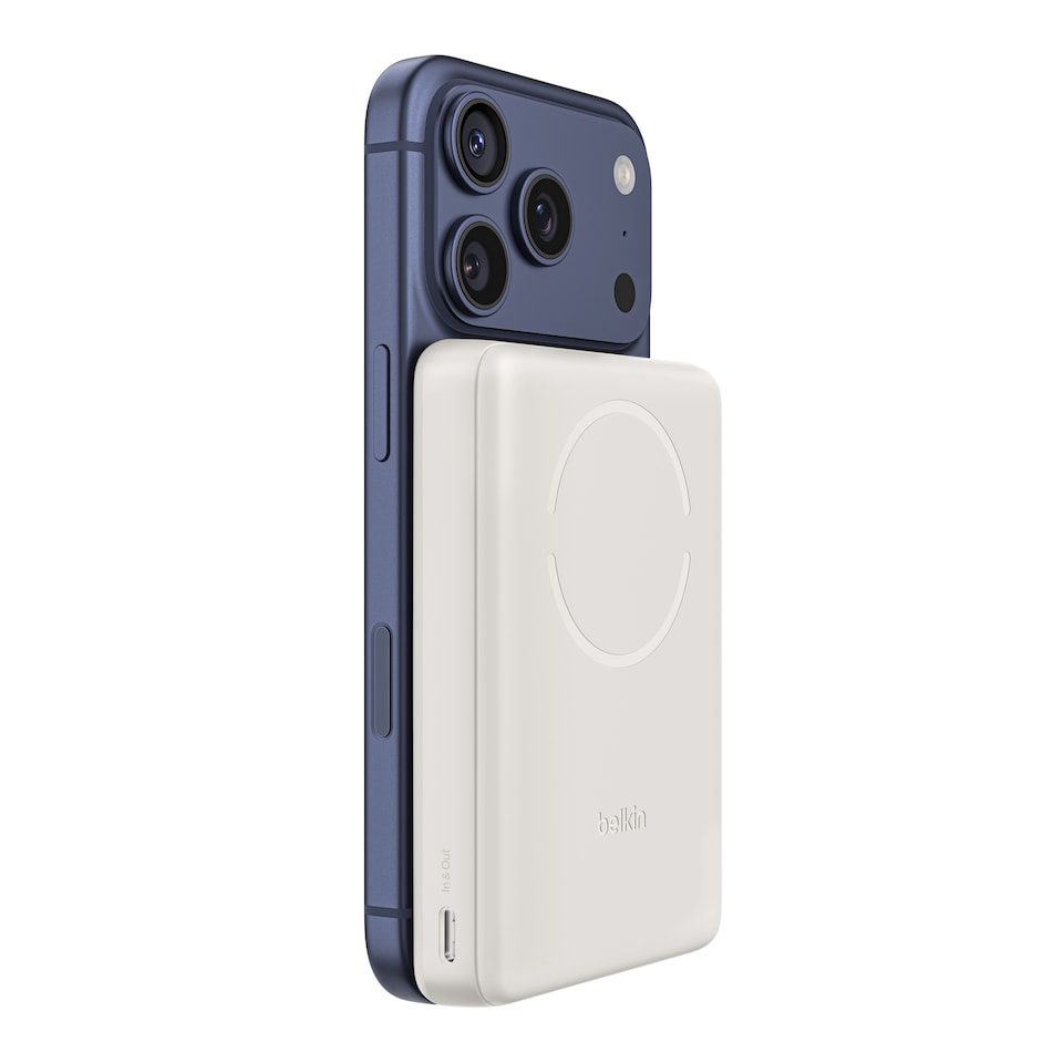Belkin BoostCharge Magnetic Power Bank 10000mAh, Qi2 Certified, Slim Portable Charger with Magnetic Ring and 2 USB C Ports, 7.5W Battery Pack for iPhone, Galaxy, Pixel - USB C Cable Included - Sand