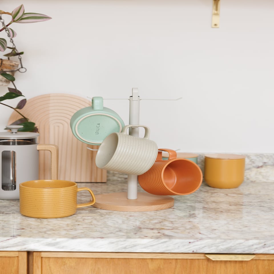 image 1 of KitchenCraft Mug Tree Wood Metal | Brown