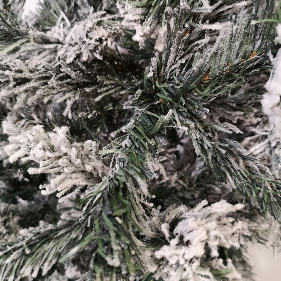 image 1 of Indoor 8ft Flocked Christmas PVC Tree Arch With Snow Tips And Flat Top