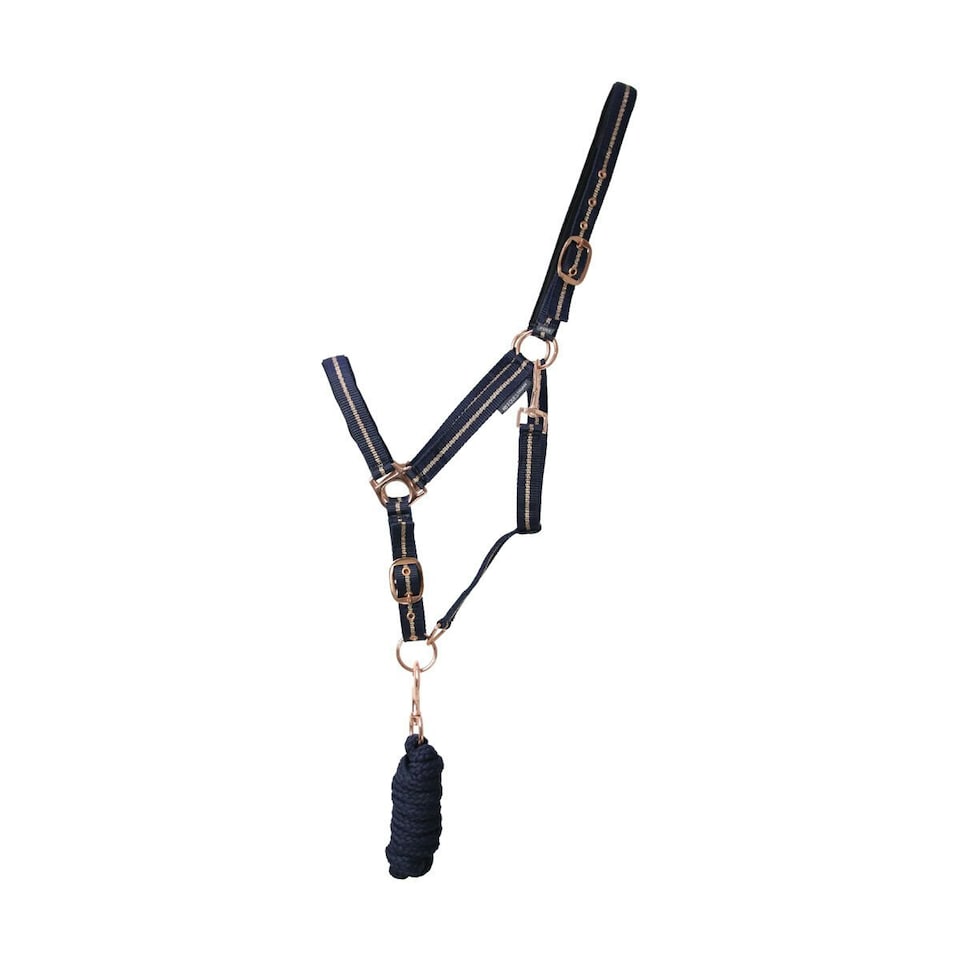 image 1 of Hy Glitter Horse Headcollar and Leadrope - Navy - Small Pony