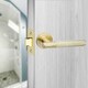 image 4 of Golden Grace 1 Pair Modern Knurled T-Bar Euro Lock Door Handles in Satin Brass Finish with 70mm Key and Thumbturn Barrell Gold