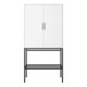 image 2 of Slimline 2 Door Tall Cabinet in Pure White with Steel Black Legs