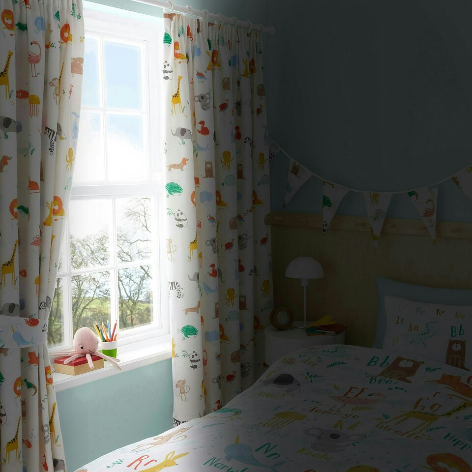 image 1 of Animal Alphabet Blackout Curtains 66" x 54"