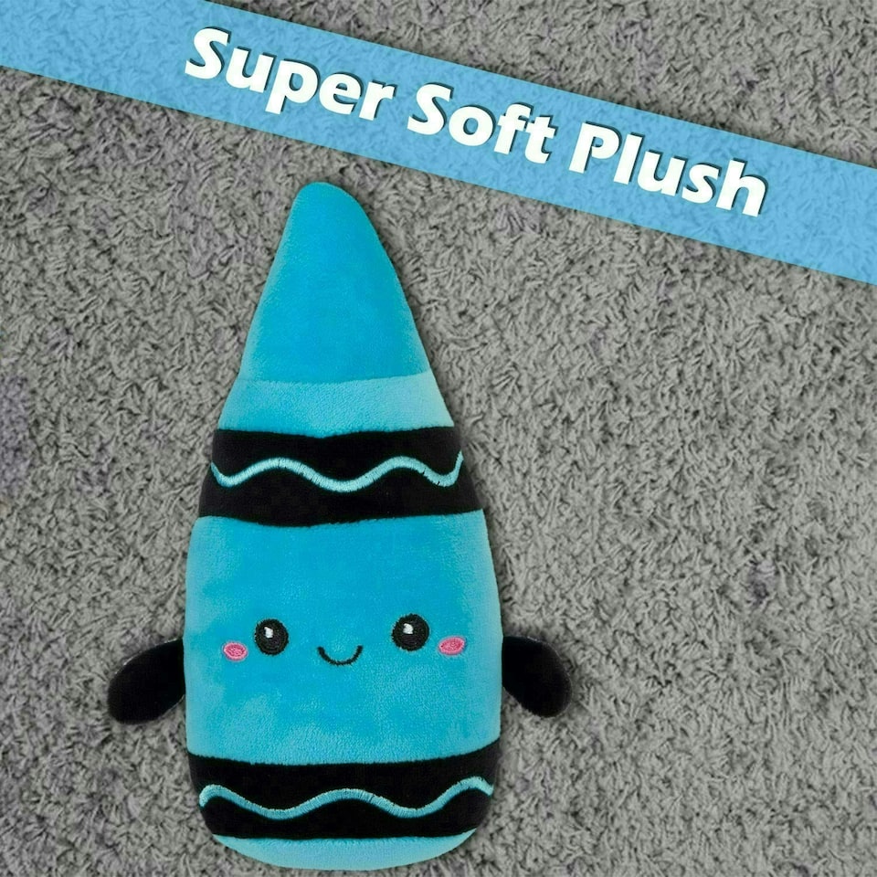 image 1 of Crayon Soft Toy Cute Plushie Huggable Cuddly Stuffed Toy 16cm Blue