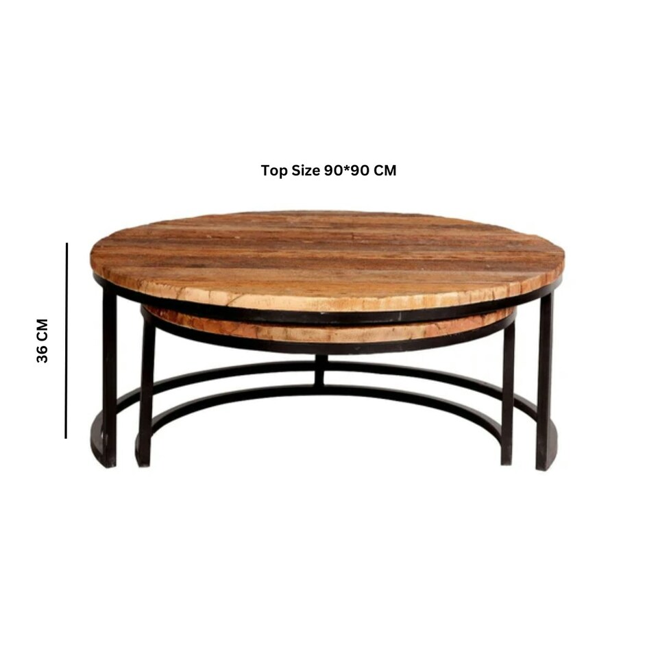 image 1 of Codd Set of 2 Coffee Tables Railway Sleeper Wood Brown