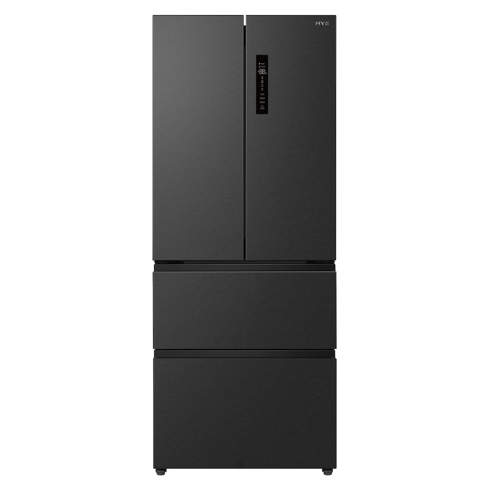 image 1 of HYE 403 Litre Frost Free French Door American Fridge Freezer, 70cm, Black - RF01AMFD403B07