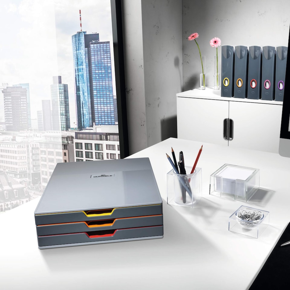 image 1 of Durable VARICOLOR Magazine Rack Document Desk File Organiser | 5 Pack | A4 | Grey