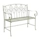 image 4 of Charles Bentley Rustic Metal Garden Bench - Leaf Design | Green | Green