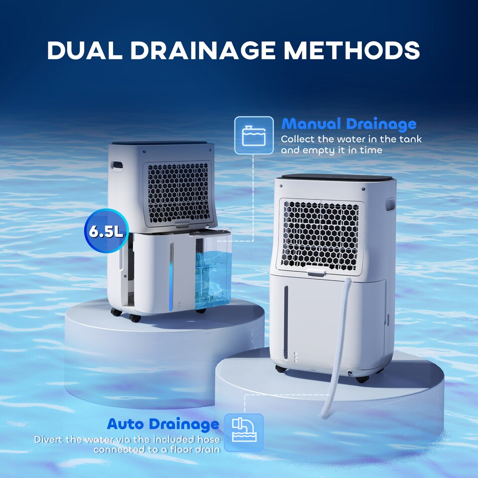 image 1 of HOMCOM 20LDay Dehumidifier with Air Purifier and HEPA Filter, 24H Timer, 4 Modes, Electric Moisture Air Dehumidifier for Home Laundry Basement, White