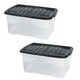 image 1 of 1 x 42 Litres Clear Transparent Base Curve Storage Container With Black Lid For Home & Office Clear
