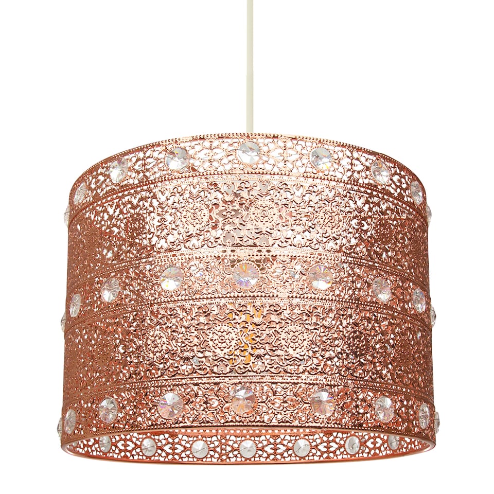 image 1 of Polished Copper Acrylic Gem Moroccan Style Chandelier Pendant Light Shade | Copper