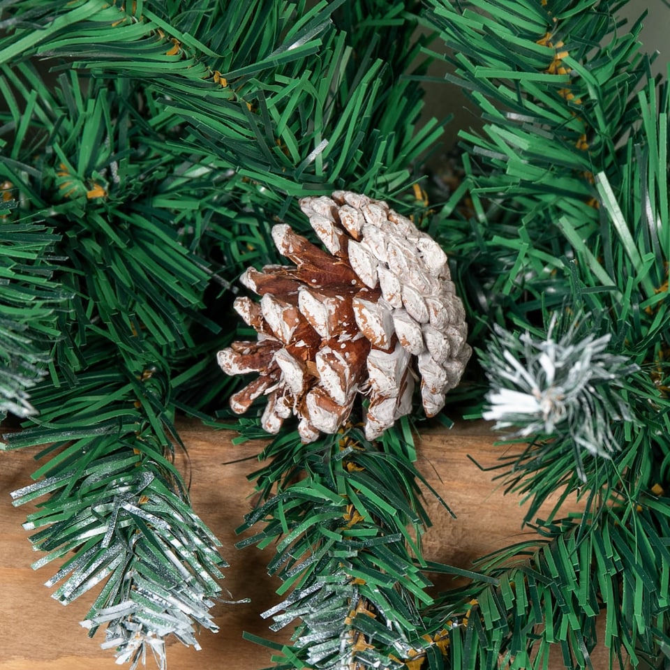 image 1 of 2.7m Snow Tipped Christmas Garland with Red Berries, Cones & Bullet Tips