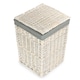 image 1 of Small Square White Wash Laundry Hamper with Grey Sage Lining | Grey | Grey
