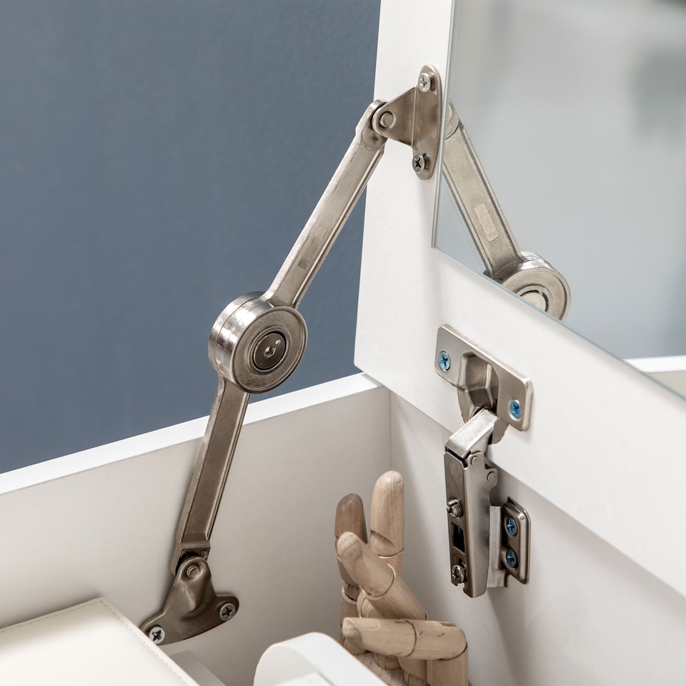 image 1 of HOMCOM Dressing Table with Flip-up Mirror and Storage Stool, Vanity Table with Drawer and Hidden Compartments for Bedroom, Living Room, White