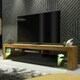 image 4 of Stylish Oak & Black TV Unit 200cm – Matt Finish with Glass Elements Multi
