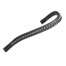 Aviemore Leather Horse Diamante Browband - Havana/Green - Full