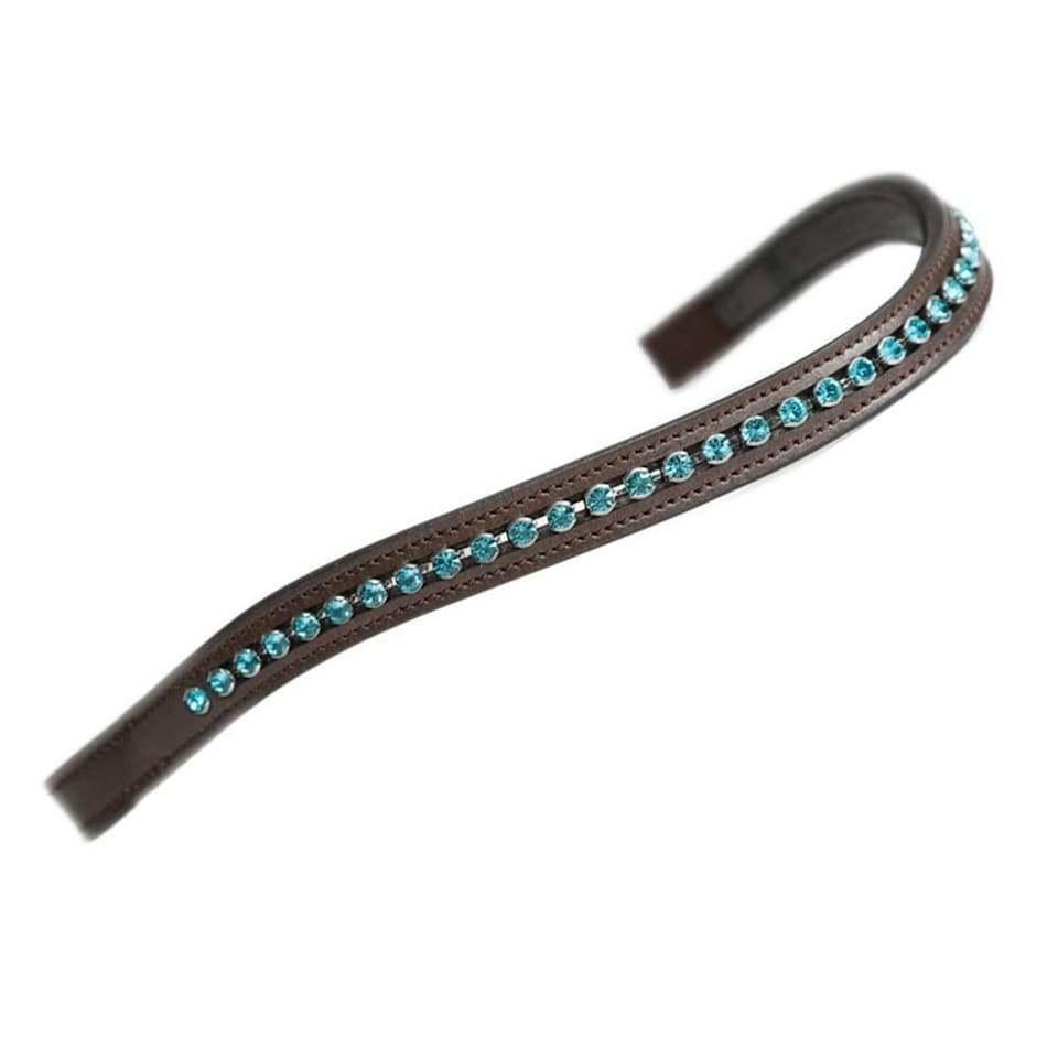 Aviemore Leather Horse Diamante Browband - Havana/Green - Full