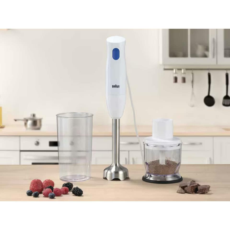 image 1 of Braun MultiQuick Hand Blender with Chopper and 350ml Beaker MQ10-201MWH White