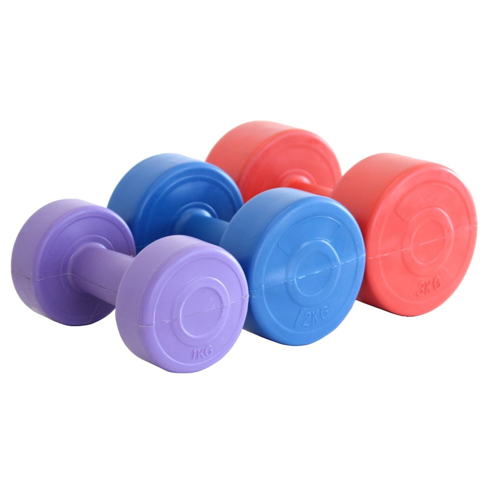 image 1 of 12kg Vinyl Hand Dumbbell Workout Weight Set Including Stand