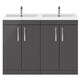 image 1 of Balterley Millwich Contemporary 4 Door Floor Standing Vanity Unit with Basin, Gloss Grey, 1200mm