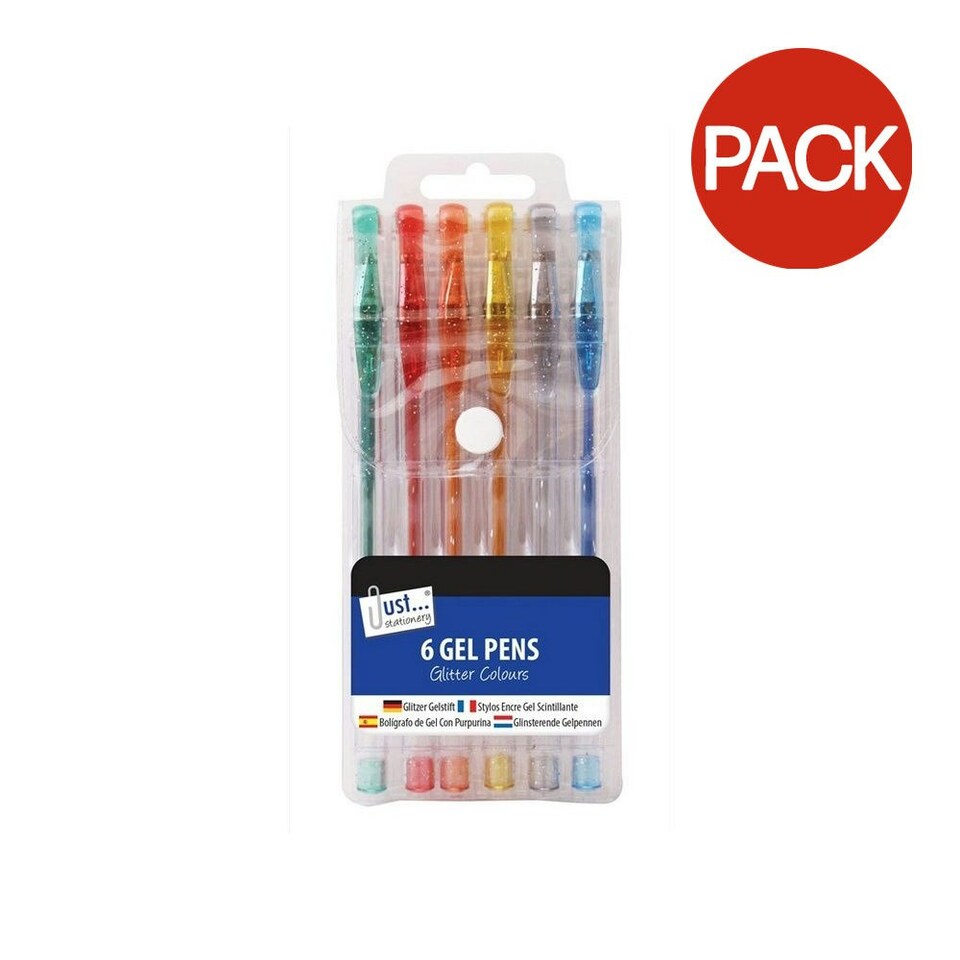 Just Stationery Gel Pen (Pack of 6) - Multicoloured - One Size