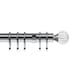 image 1 of 35mm Fixed Length Metal Curtain Pole Set Satin Silver Segmented Ball Finial 190cm Silver | Silver