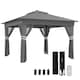 image 1 of Outsunny 3.36x3.36m Pop Up Gazebo w/ Solar-Powered LED Lights Netting Grey
