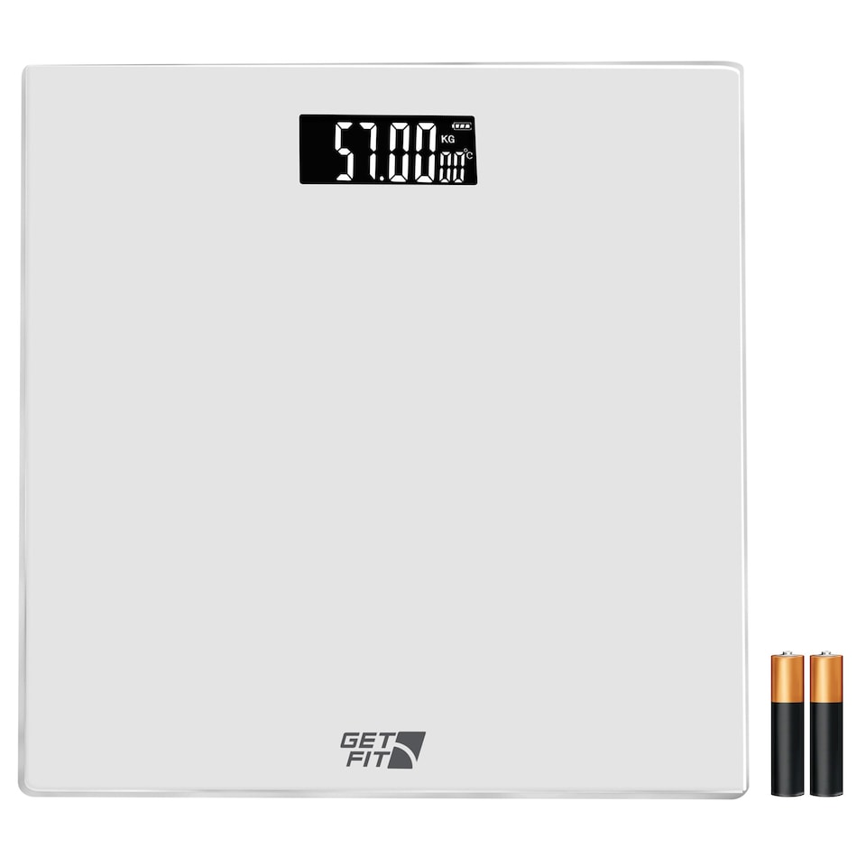 image 1 of Get Fit Bathroom Scales - Monitor Weight Loss - Digital Weighing Scale with High Precision Strain Gauge Sensor, LCD Display & Automatic On/Off - White
