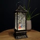 image 1 of 27cm Dual Power Light up Christmas Glitter Water Spinner Rustic Lantern Carol Singing Scene with LEDs