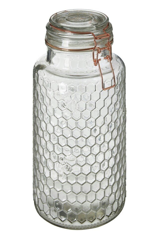 image 1 of Essentials by Premier Apiary Rose Gold Wire Large Glass Jar