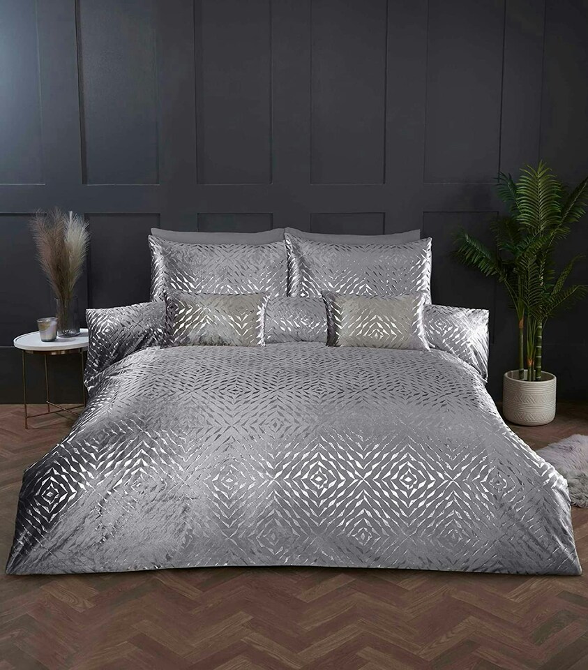 Bellagio Silver Super King Duvet Cover Set - Super king