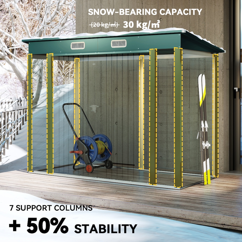 image 1 of Outsunny 8 x 4FT Metal Garden Storage Shed with Double Doors, Green | Green