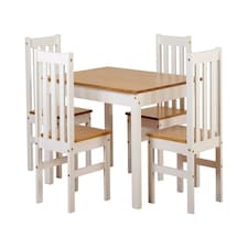 Ludlow 1+4 Dining Set - White/Oak Lacquer White