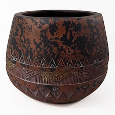 24cm x 30cm Large Zaturn Planter Brown / Black | Brown