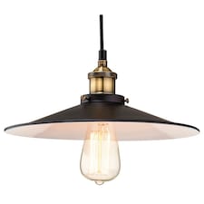 Empire 1 Light Dome Ceiling Pendant Black, Antique Brass, E27