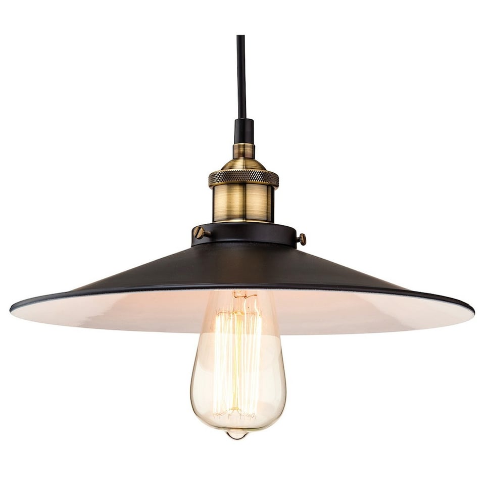 Empire 1 Light Dome Ceiling Pendant Black, Antique Brass, E27