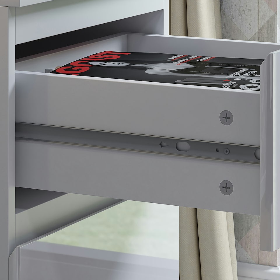 image 1 of FWStyle Stora 2 Drawer Bedside Cabinet - White Gloss Front