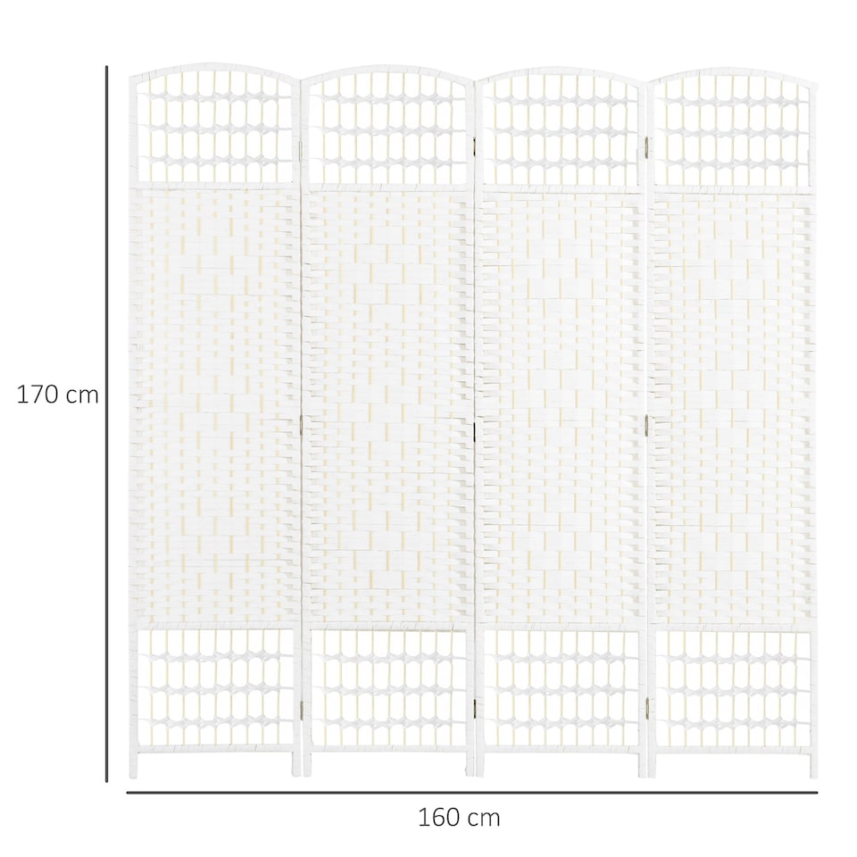 image 1 of HOMCOM 4 Panel Folding Room Divider, Freestanding Privacy Screen, White | White | White