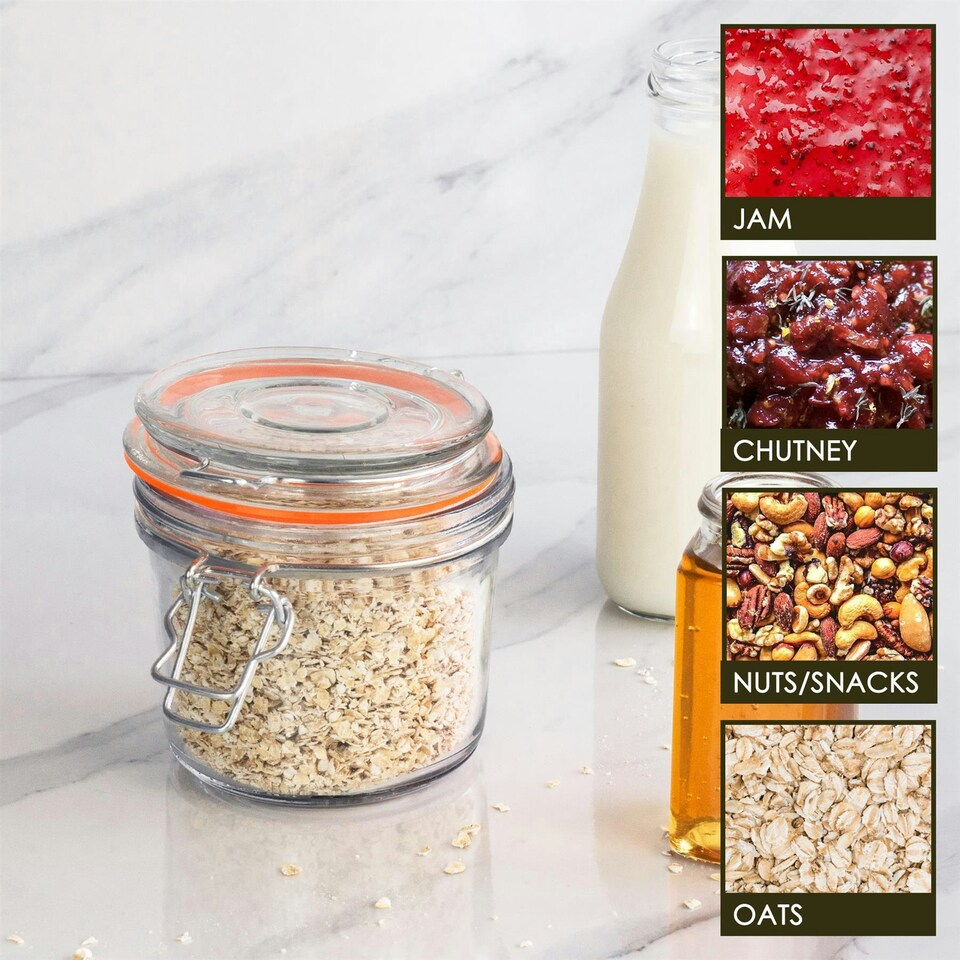 image 1 of Argon Tableware Glass Storage Jar - 350ml - Orange Seal
