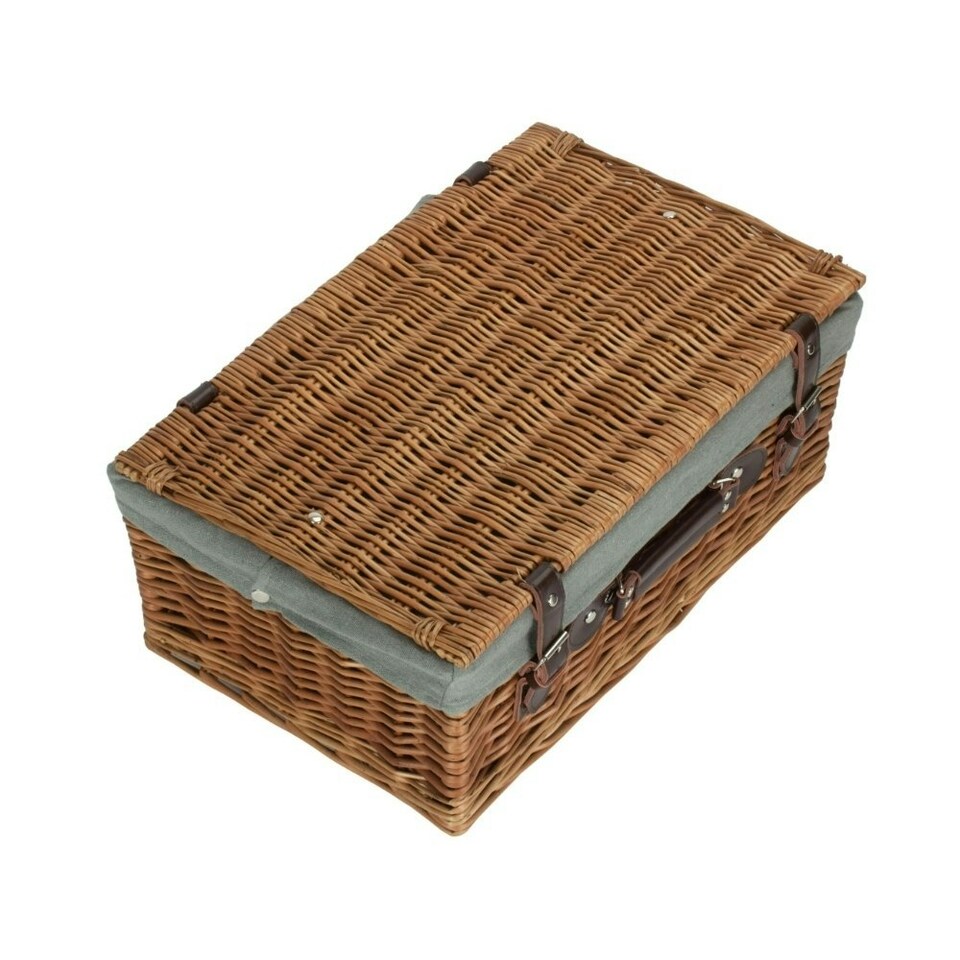 image 1 of 46cm Double Steamed Wicker Picnic Basket with Lining Grey | Grey | One Size
