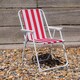 image 7 of Harbour Housewares Folding Metal Beach Chair - Red Stripe | Red | Red Stripe
